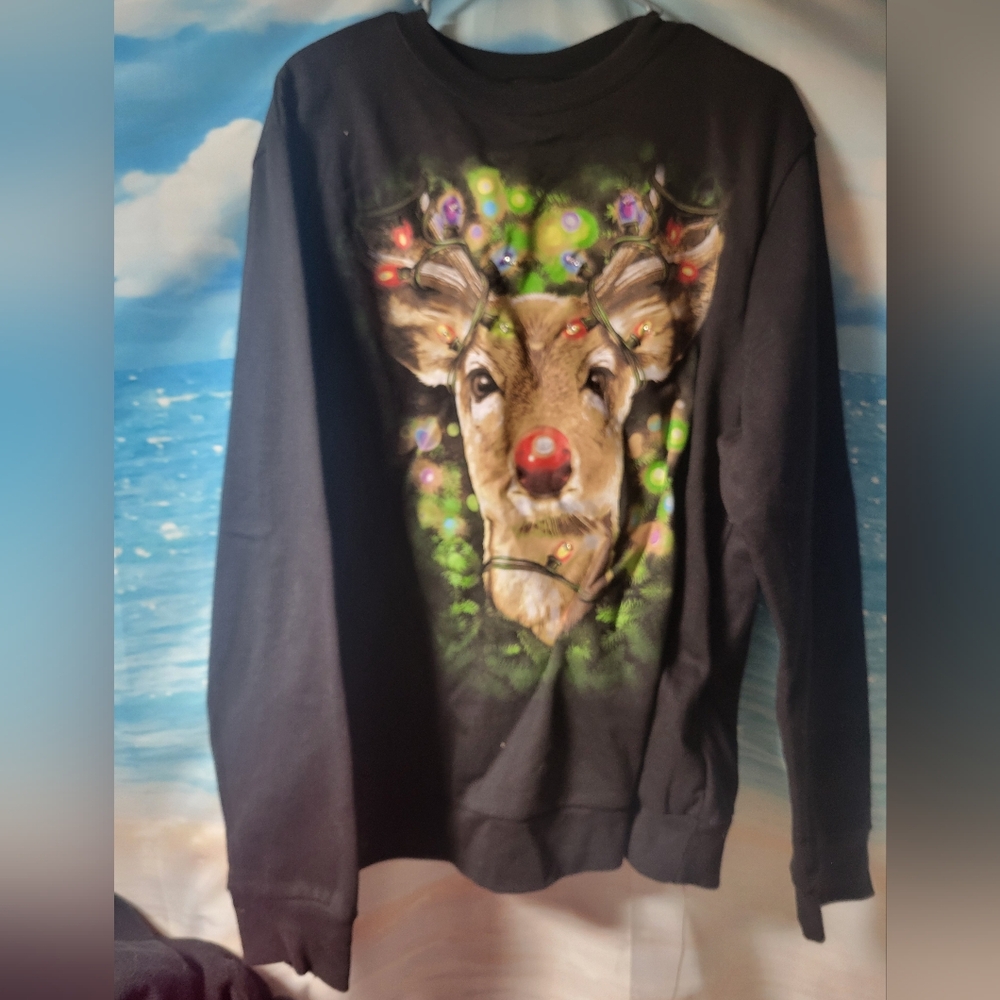Fifth Sun Rudolph Unisex Christmas Sweatshirt Size Large Light Up